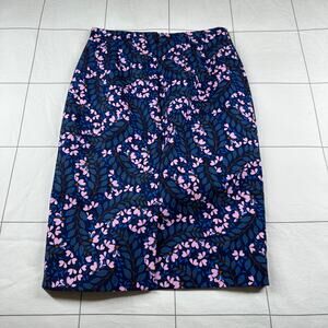 Boden Skirt Womens 2 Petite Blue Pink Floral Pencil Stretch Classic Modest